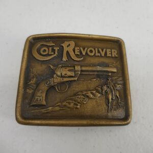Colt Double Action Frontier Revolver Cowboy Gun Brass Vintage Belt Buckle